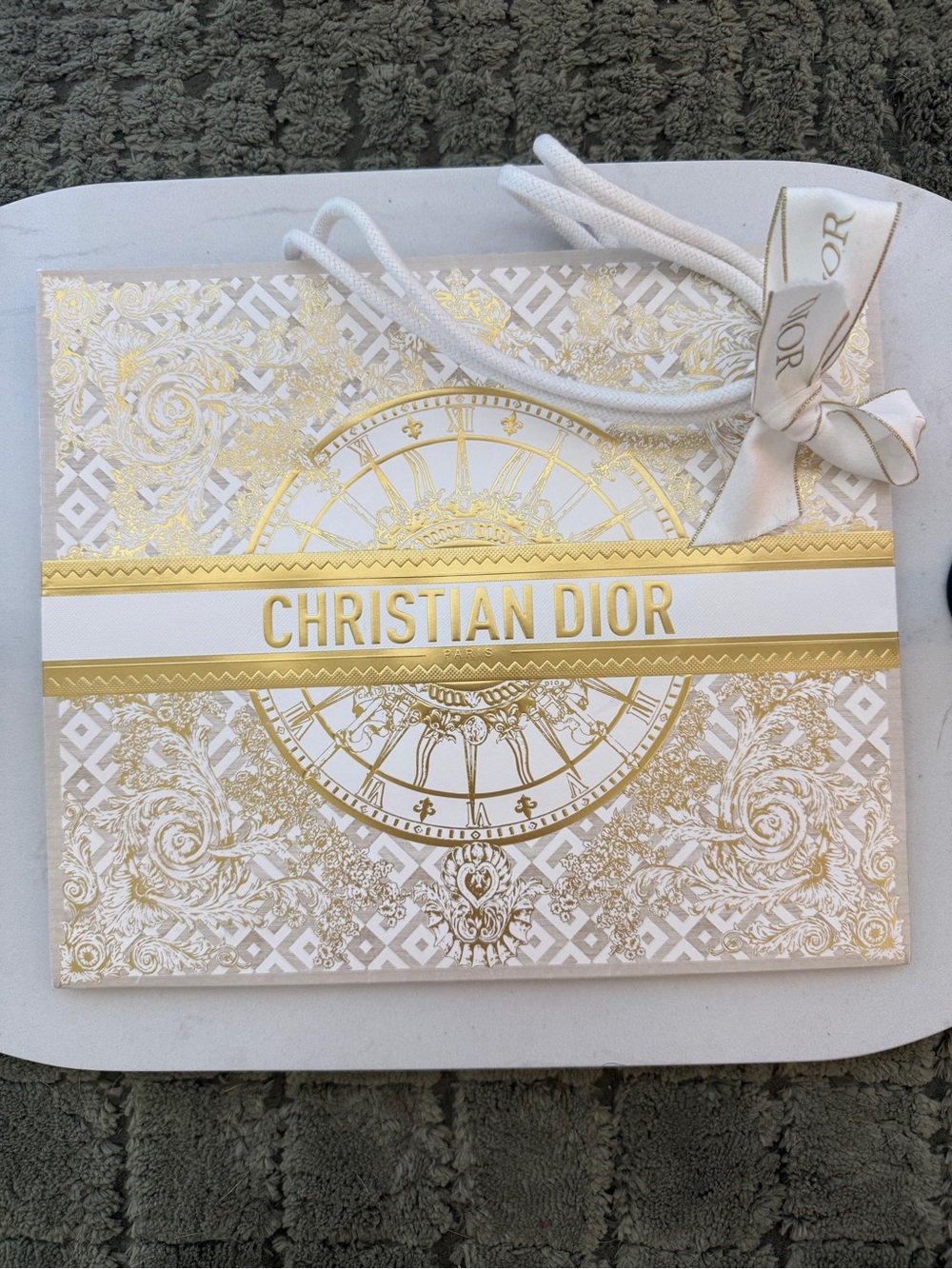 Christian Dior Gold & White Gift Bag
